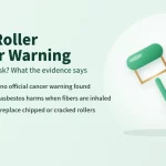 Jade roller cancer warning illustration: a green jade facial roller with a gold frame beside a safety shield