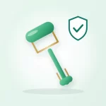 Jade roller cancer warning illustration: a green jade facial roller beside a safety shield