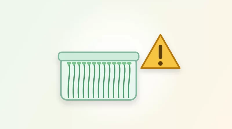 Illustration of a container of sprouts next to a warning sign