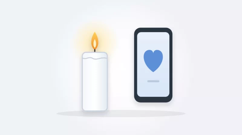Brooke Eby tribute illustration: a lit candle beside a phone showing a heart, honoring her ALS advocacy
