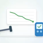 Can exercise lower A1C illustration: a downward trend chart, a dumbbell and a blood sugar meter with a check mark