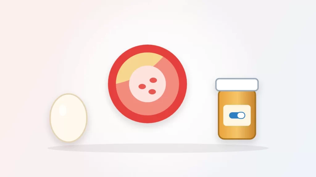 Cholesterol myths illustration: an artery cross-section with plaque buildup beside an egg and a pill bottle